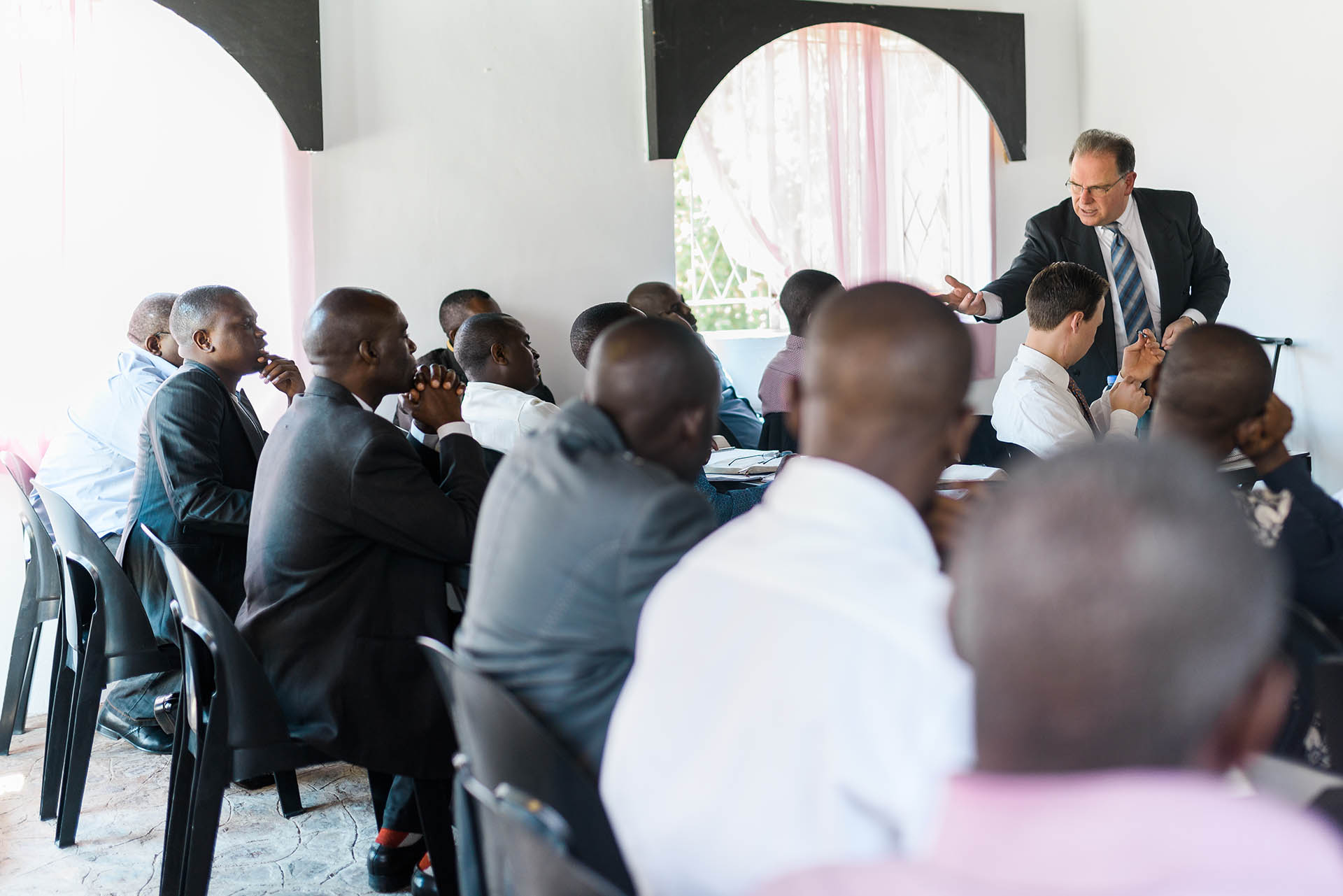 Bishop Gregory Riggen teaching at the ACTS compound in Bulawayo, Zimbabwe to a group of ministers. c.2018