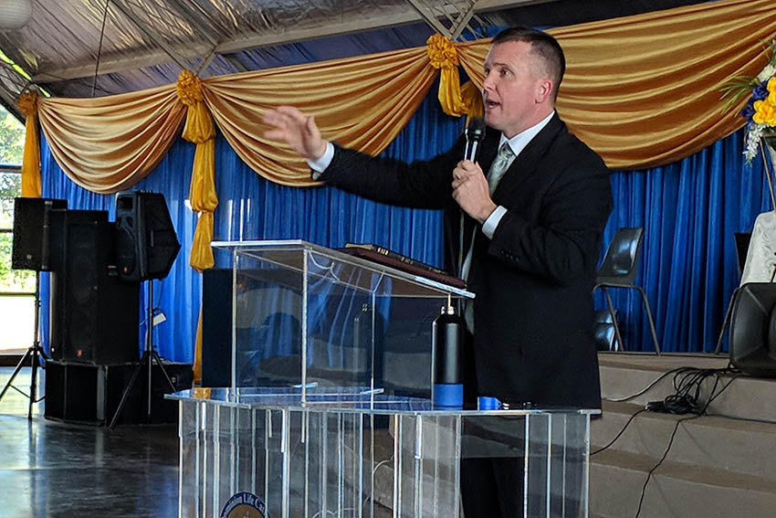 Rev. Jessie Stewart teaching doctrine to a group of ministers in South Africac.2018
